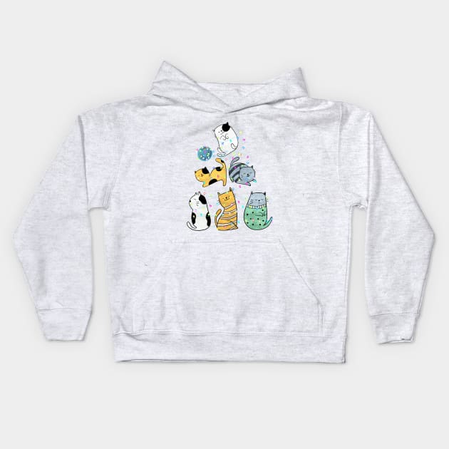 Christmas Cats Kids Hoodie by Anastasiya Malakhova